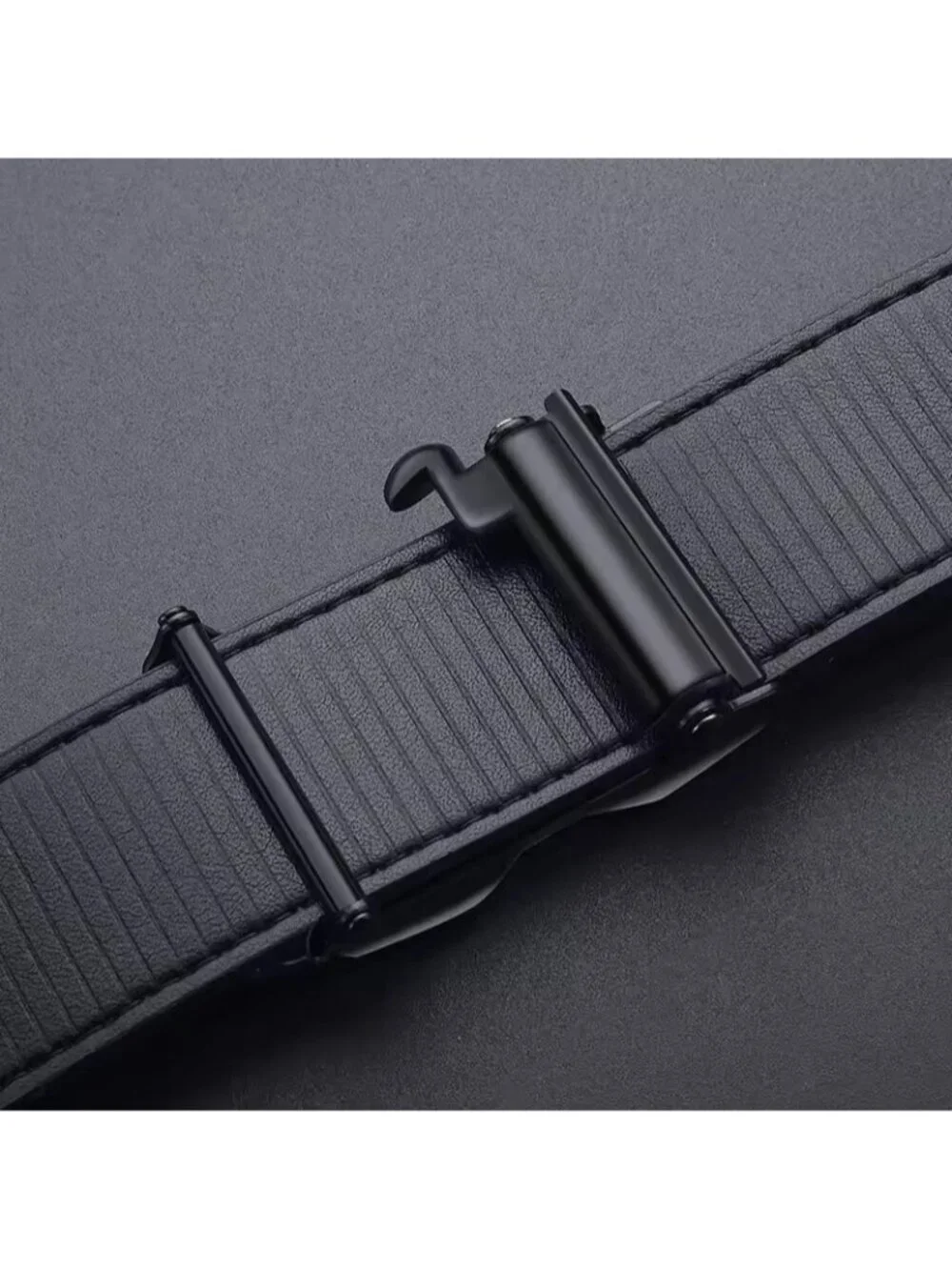 Elegant Fashion Men Belt Adjustable Black Buckle Crocodile Black Length 50.5 in